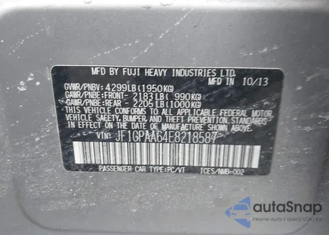 2014 Subaru Impreza 2.0I из США, поврежденный, VIN JF1GPAA64E8218587